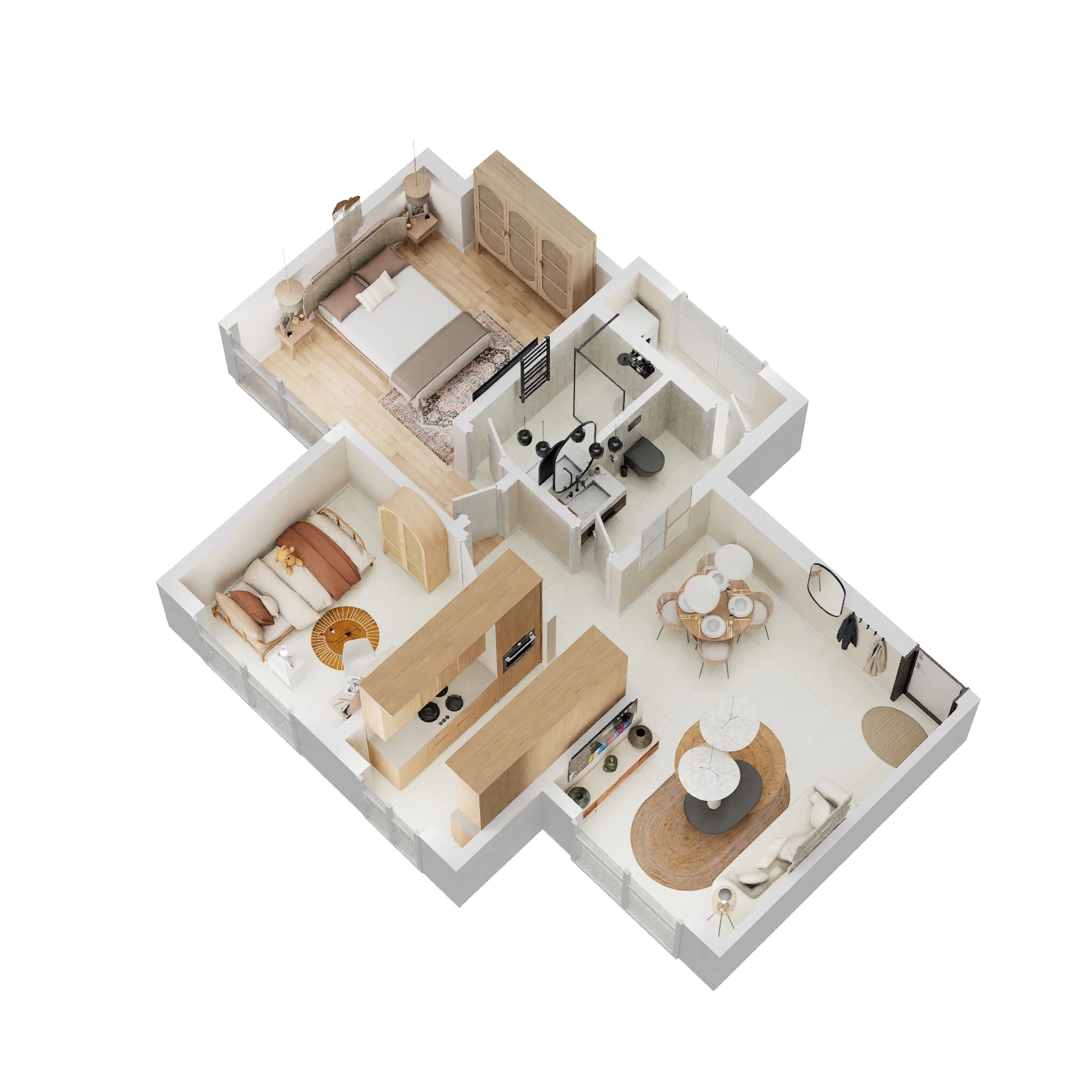 Floor plan of 2 BHK 559 Sq. Ft. Apartment in Siddhi Highland Haven, Thane