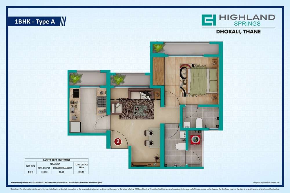 1 BHK 465 Sq. Ft. Apartment in Siddhi Highland Springs