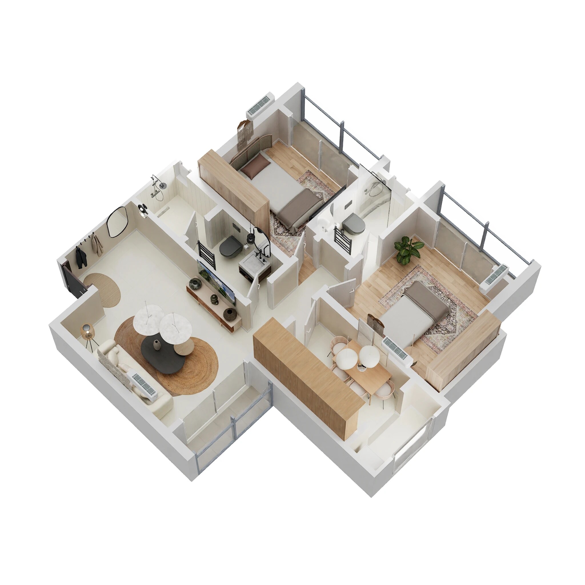 Floor plan of 2 BHK 636 Sq. Ft. Apartment in Siddhi Highland Springs, Thane