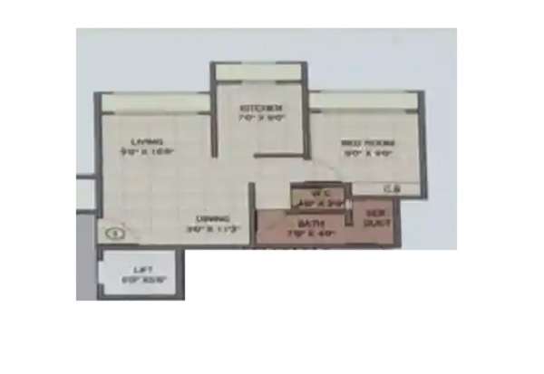 2 BHK 640 Sq. Ft. Apartment in Siddhi Vinayak Residency