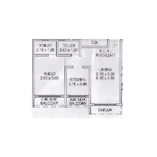 Floor plan of 1 BHK 418 Sq. Ft. Apartment in Siddhivinayak Enclave Bhayandar, Thane