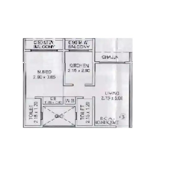 Floor plan of 1 BHK 440 Sq. Ft. Apartment in Siddhivinayak Enclave Bhayandar, Thane