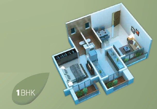 Floor plan of 1 BHK 424 Sq. Ft. Apartment in Siddhivinayak Florentia, Thane