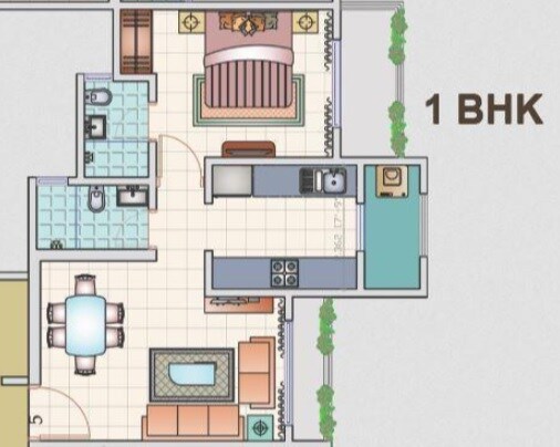 Floor plan of 1 BHK 508 Sq. Ft. Apartment in SKD Pinnacolo, Thane