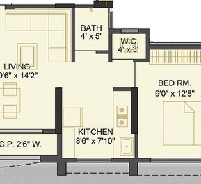 1 BHK 410 Sq. Ft. Apartment in Soham Neel