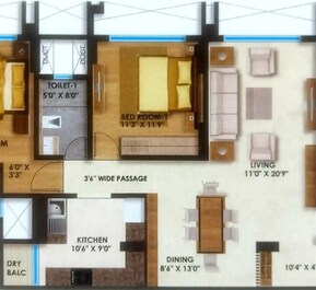 2 BHK 840 Sq. Ft. Apartment in Soham Tropical Lagoon 4 Jacaranda