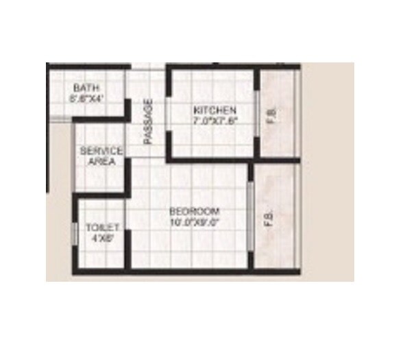 Floor plan of 1 BHK 305 Sq. Ft. Apartment in Precious Harmony Phase 2, Thane