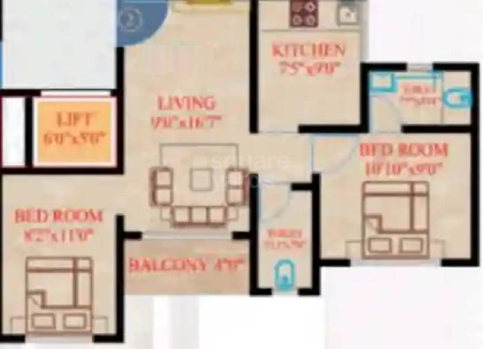 Floor plan of 2 BHK 550 Sq. Ft. Apartment in Sonali Mahadev Heights, Thane