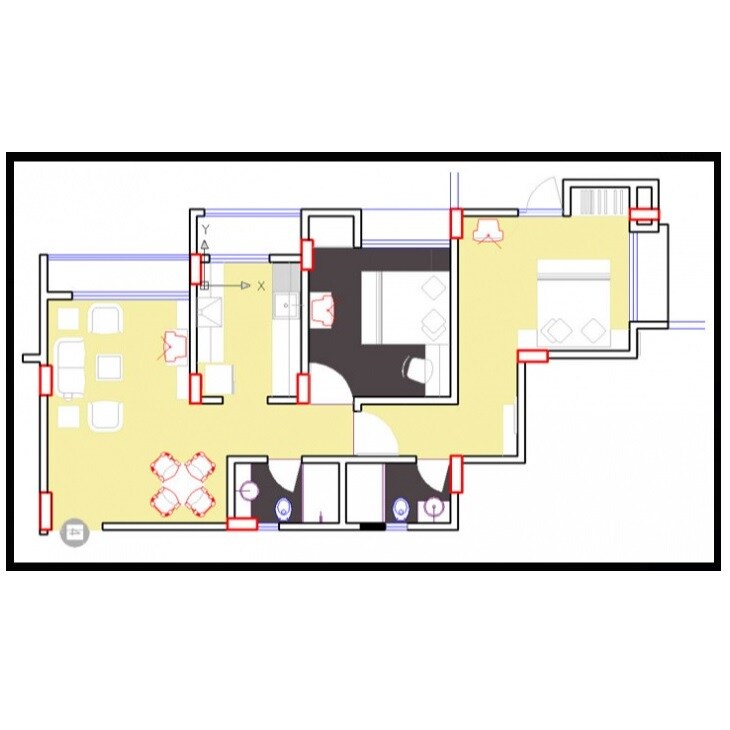 Floor plan of 2 BHK 965 Sq. Ft. Apartment in Space Ashley Garden, Thane