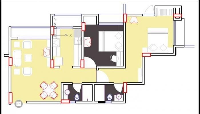 Floor plan of 2 BHK 1050 Sq. Ft. Apartment in Space Ashley Tower, Thane