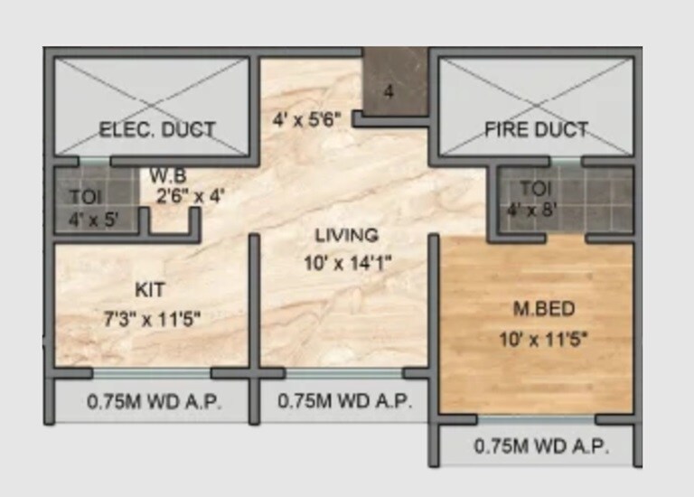 Floor plan of 1 BHK 477 Sq. Ft. Apartment in Splendor Luxor, Thane