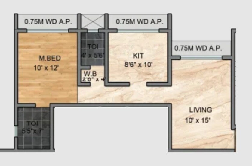 Floor plan of 1 BHK 494 Sq. Ft. Apartment in Splendor Luxor, Thane