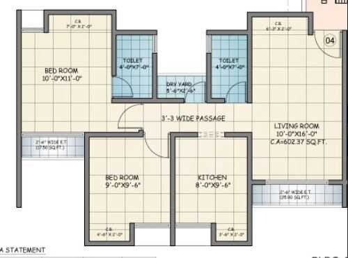 Floor plan of 1 BHK 563 Sq. Ft. Apartment in Squarefeet Ace Square, Thane