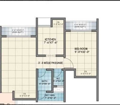 Floor plan of 2 BHK 563 Sq. Ft. Apartment in Squarefeet Ace Square phase 2, Thane