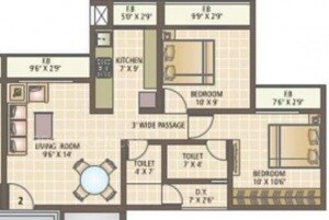 Floor plan of 2 BHK 903 Sq. Ft. Apartment in Squarefeet Imperial Square, Thane
