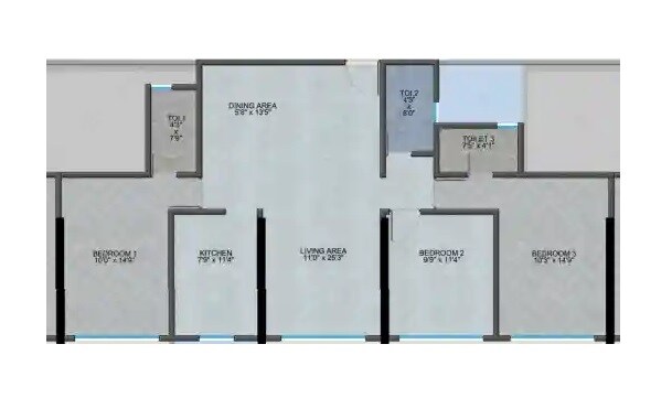 3 BHK 1055 Sq. Ft. Apartment