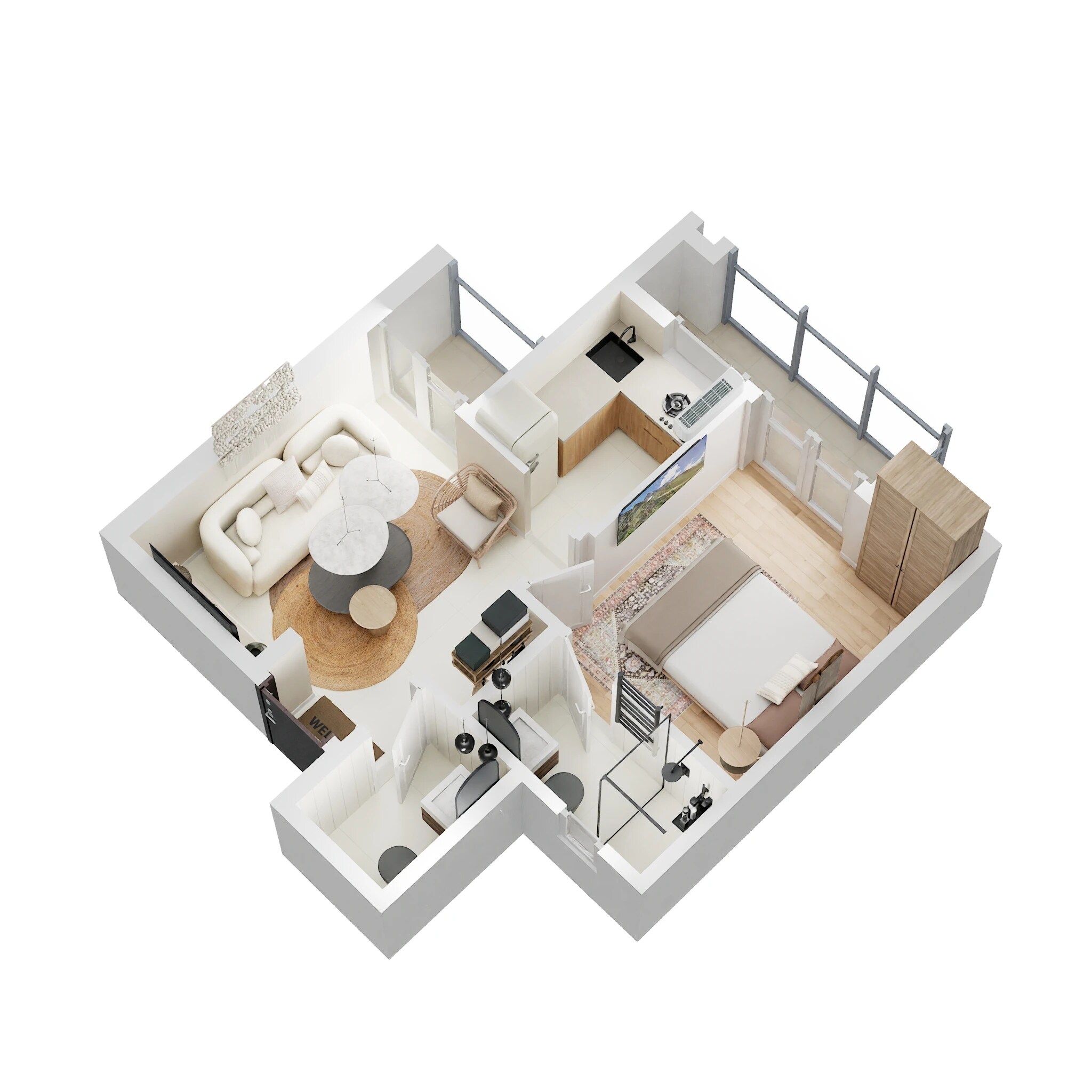 Floor plan of 1 BHK 306 Sq. Ft. Apartment in Squarefeet Sarvoday Square, Thane