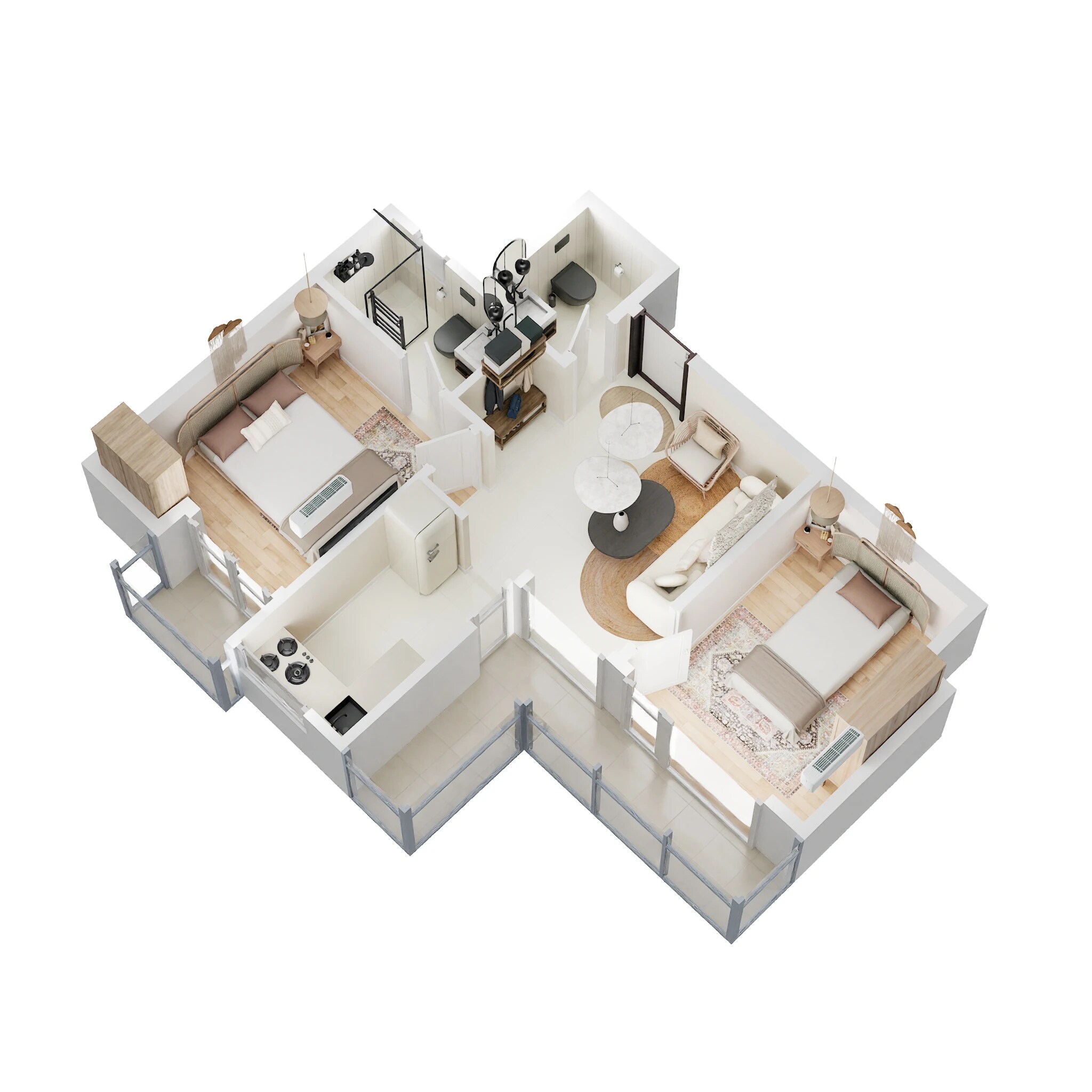 Floor plan of 2 BHK 420 Sq. Ft. Apartment in Squarefeet Sarvoday Square, Thane