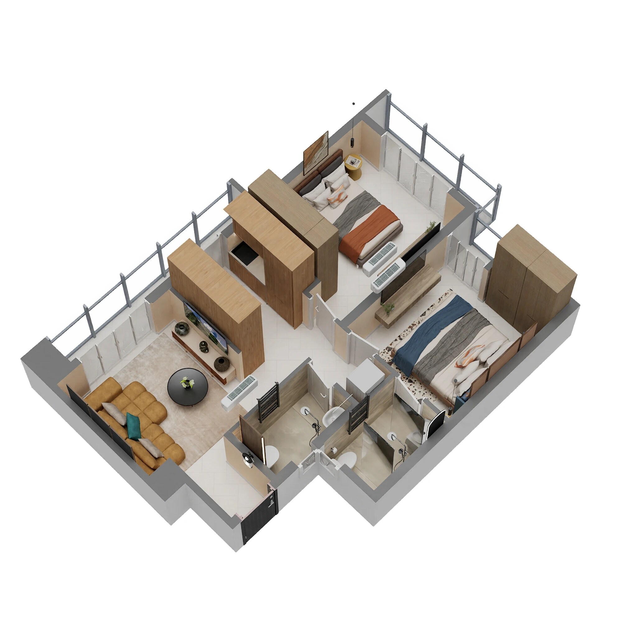 Floor plan of 2 BHK 554 Sq. Ft. Apartment in Squarefeet Y Square, Thane