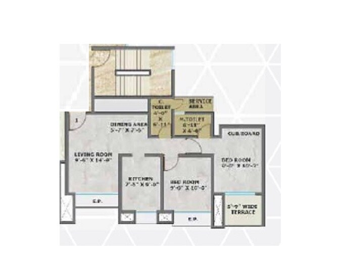 Floor plan of 2 BHK 438 Sq. Ft. Apartment in Sri Heritage, Thane