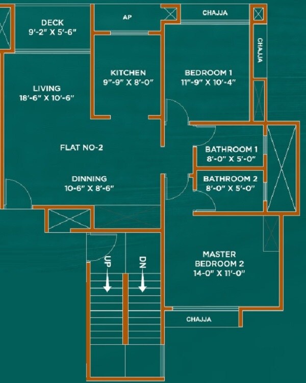 Floor plan of 2 BHK 827 Sq. Ft. Apartment in Sri Parkview, Thane