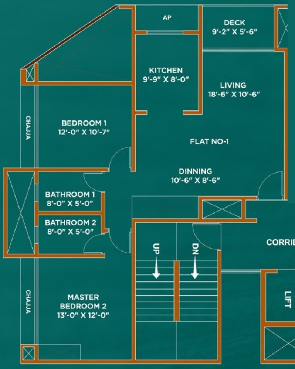 Floor plan of 2 BHK 824 Sq. Ft. Apartment in Sri Parkview, Thane