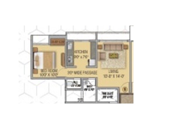 Floor plan of 1 BHK 362 Sq. Ft. Apartment in STG Atlantis, Thane