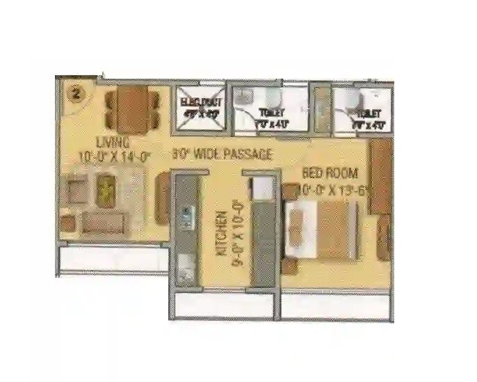Floor plan of 1 BHK 375 Sq. Ft. Apartment in STG Atlantis, Thane