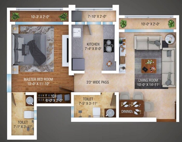 Floor plan of 1 BHK 467 Sq. Ft. Apartment in Sudama Vallabh, Thane