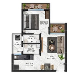 1 BHK 405 Sq. Ft. Apartment in Sun Shubharambh