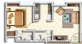 Floor plan of 1 BHK Apartment - 293 sq. ft. in Sunshine Swapna Nagari, Thane