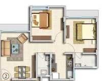 Floor plan of 2 BHK Apartment - 415 sq. ft. in Sunshine Swapna Nagari, Thane