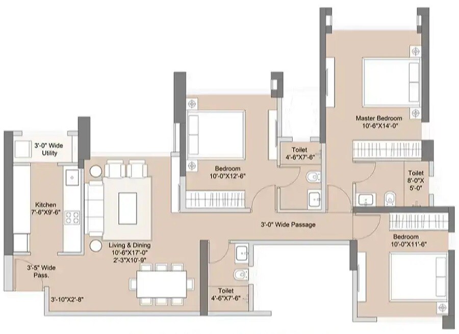 Other, sunteck-crescent-park 3 Bedroom 939 Sq.Ft. Apartment In Kalyan West Thane 7313096