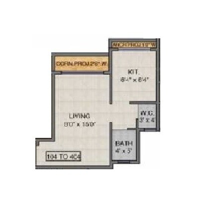 Floor plan of 233 Sq. Ft. Studio in Swamini Silver Pride, Thane