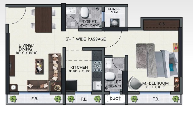 1 BHK 472 Sq. Ft. Apartment in Swastik Floresta