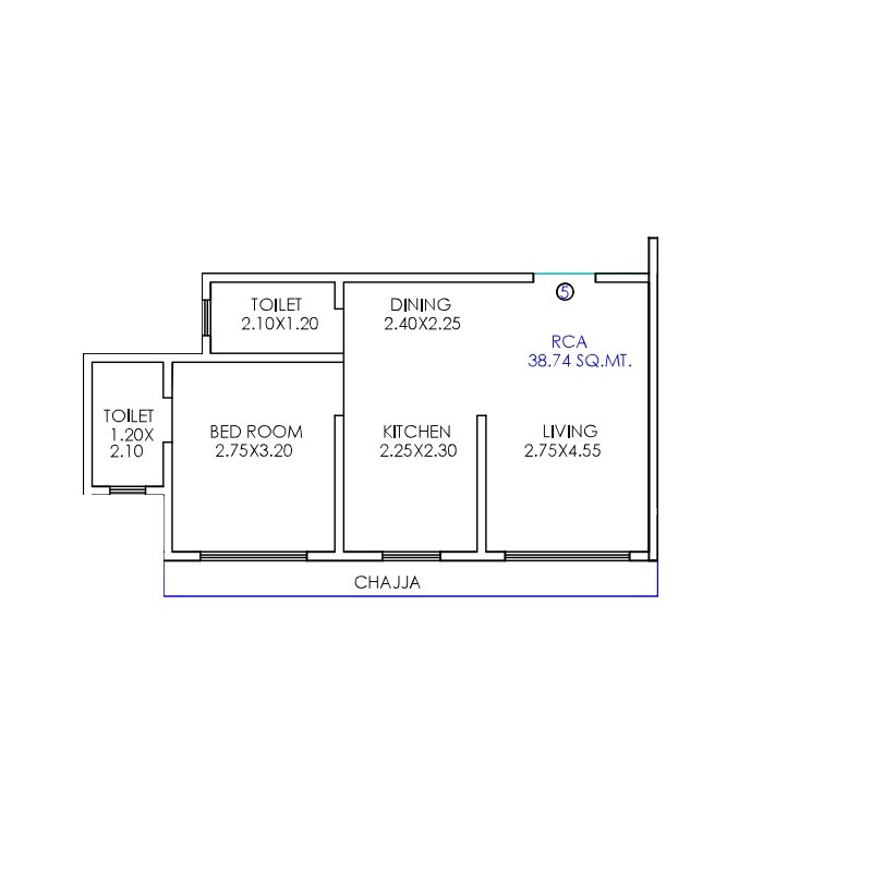 Floor plan of 1 BHK Apartment - 417 sq. ft. in Swastik Sky, Thane