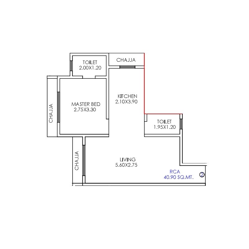 Floor plan of 1 BHK Apartment - 440 sq. ft. in Swastik Sky, Thane