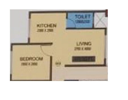 Floor plan of 1 BHK 565 Sq. Ft. Apartment in Swastik Vihar, Thane
