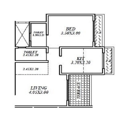 Floor plan of 1 BHK Apartment - 555 sq. ft. in Mangeshi Dazzle III, Thane