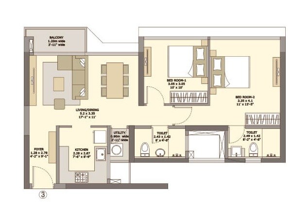 2 BHK 579 Sq. Ft. Apartment