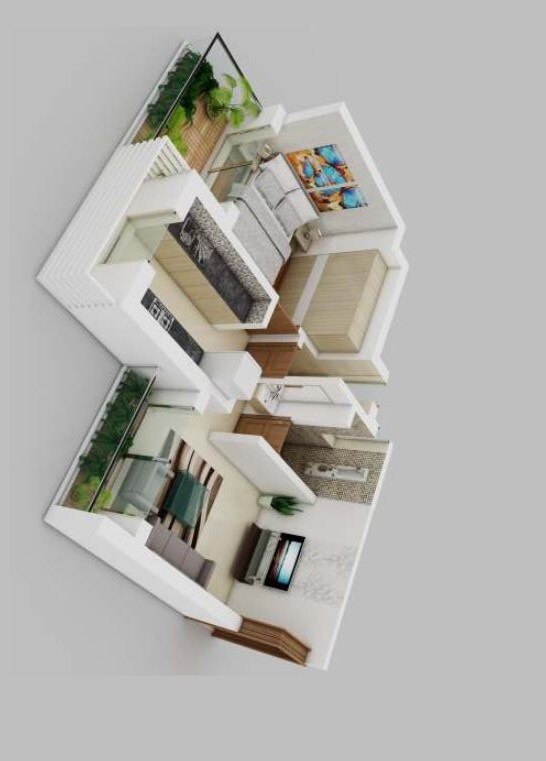 Floor plan of 1 BHK 634 Sq. Ft. Apartment in Tetris Green Valley, Thane