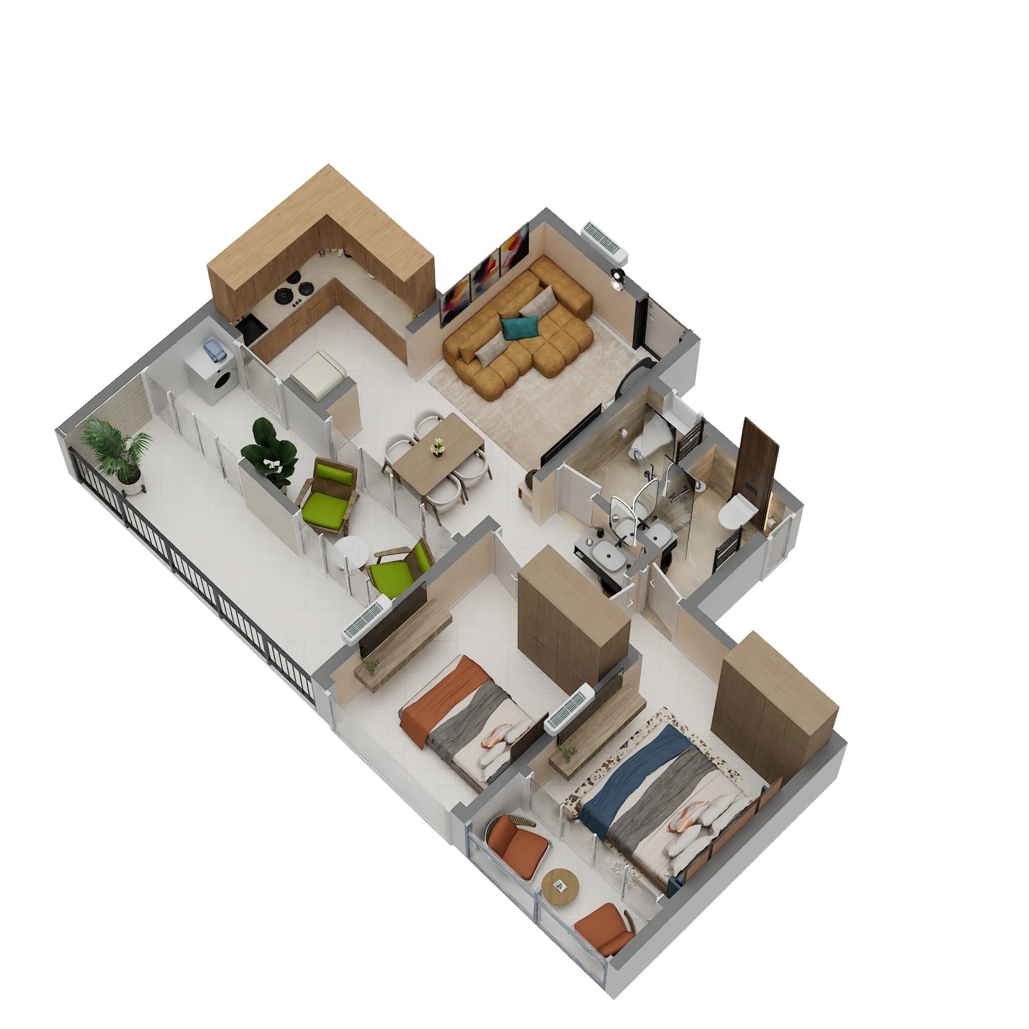 Floor plan of 2 BHK 483 Sq. Ft. Apartment in Thanekar BKC Paramount, Thane