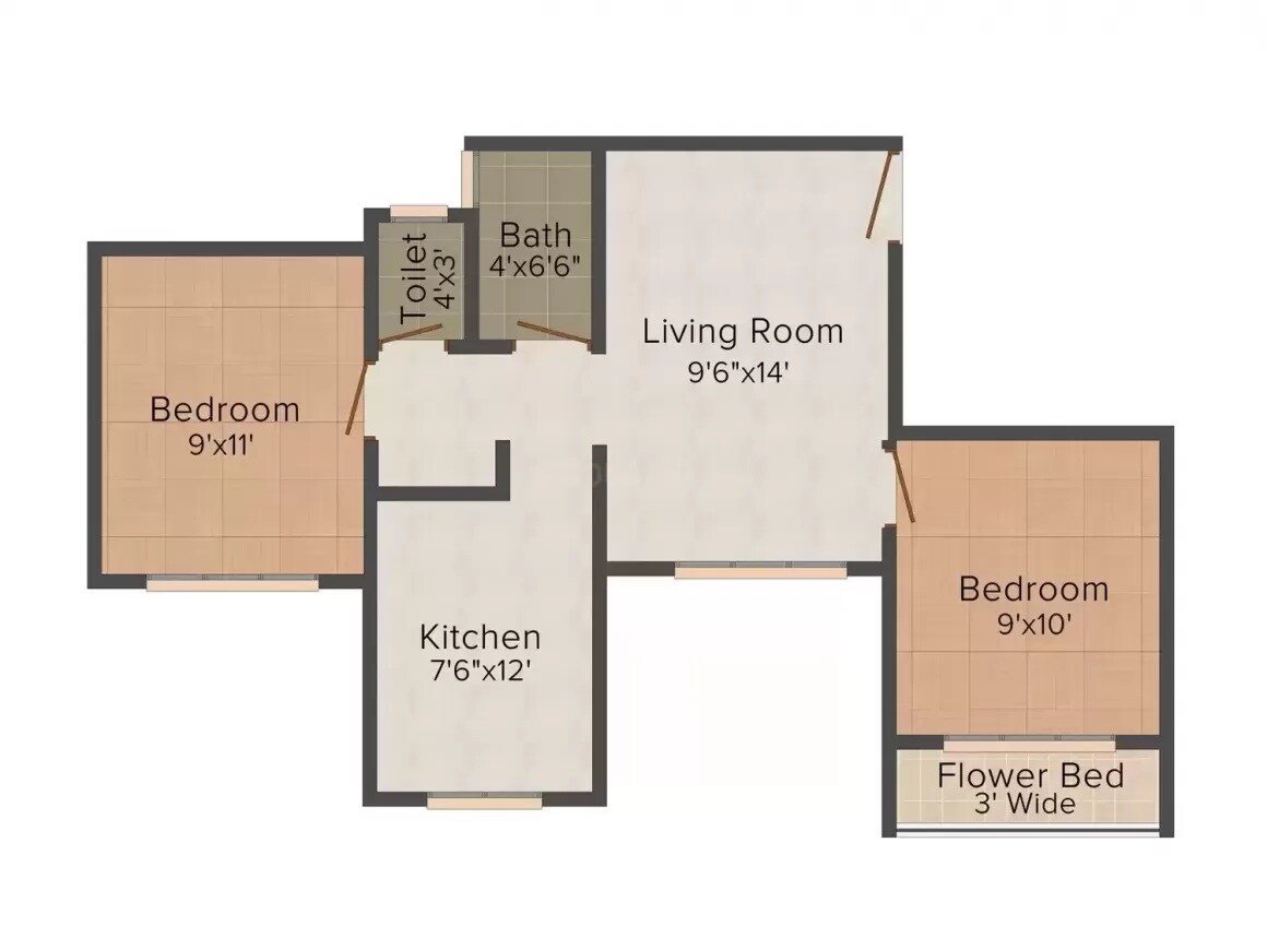 2 BHK 915 Sq. Ft. Apartment