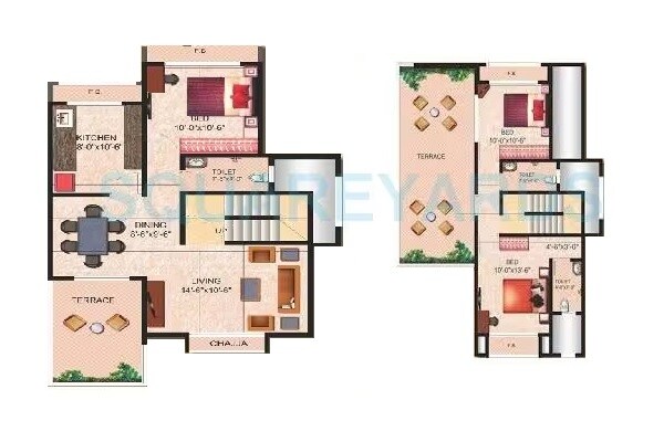 Floor plan of 3 BHK 1650 Sq. Ft. Villa in Tharwani Ritu World Villas, Thane