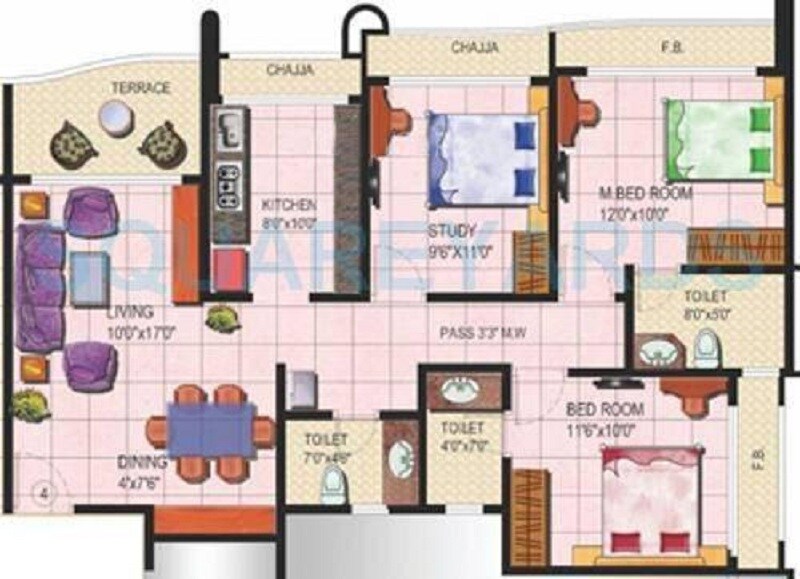 Other, tharwani-rosalie 3 Bedroom 1105 Sq.Ft. Apartment In Tawri Pada Thane 9114515