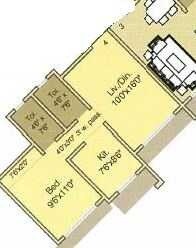 Floor plan of 1 BHK 745 Sq. Ft. Apartment in The Centre Park, Thane