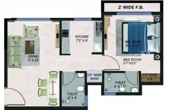 1 BHK 352 Sq. Ft. Apartment in The Green Sapphirre