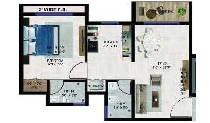 Floor plan of 1 BHK 401 Sq. Ft. Apartment in The Green Sapphirre, Thane
