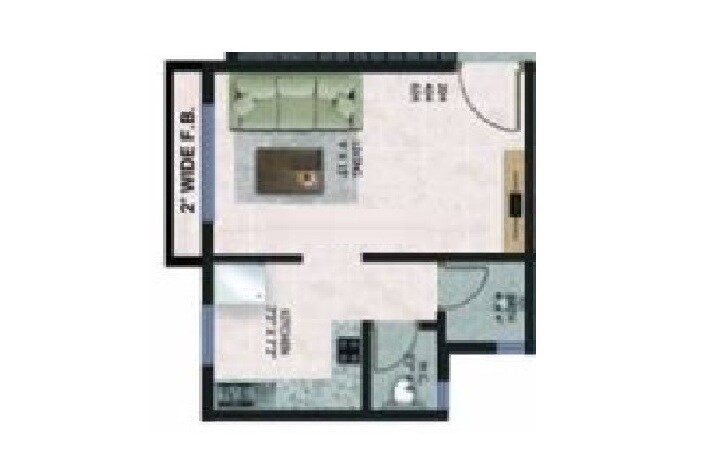 Floor plan of 234 Sq. Ft. Studio in The Green Sapphirre, Thane