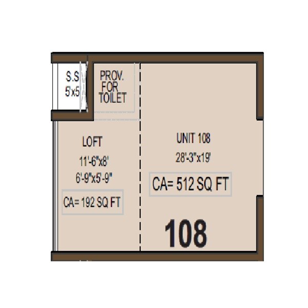 Floor plan of 512 Sq. Ft. Industrial Unit in Tower Industrial Park, Thane